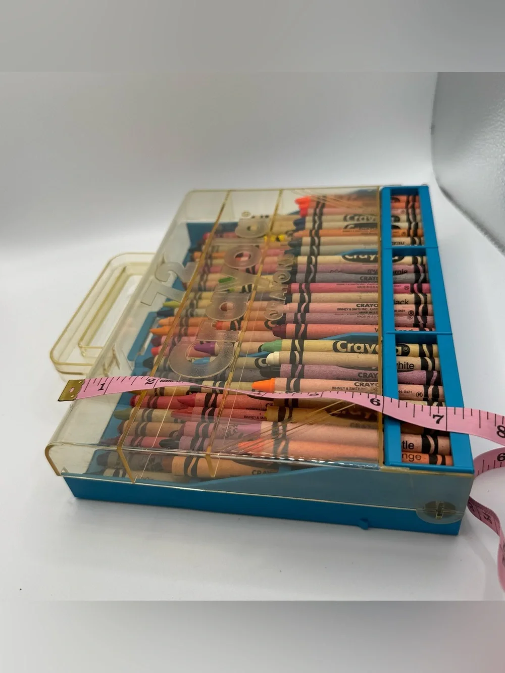 Vintage Crayola Crayon Case Blue 72 Caddy Holder Retired Colors 80s 90s Nostalgi
